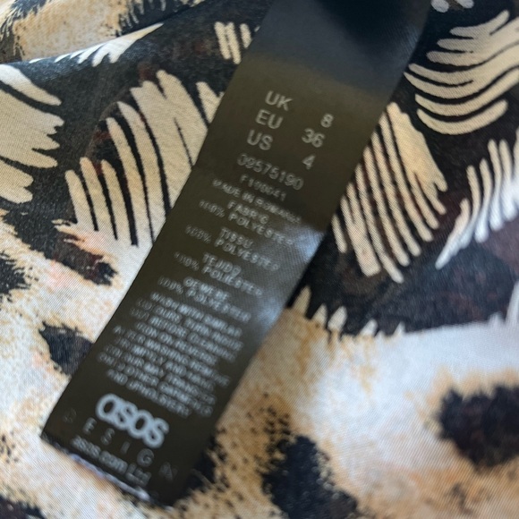 ASOS Small Size 4 Sheer Leopard Polka Dot Mixed Media Long Sleeve Blouse - Picture 7 of 8